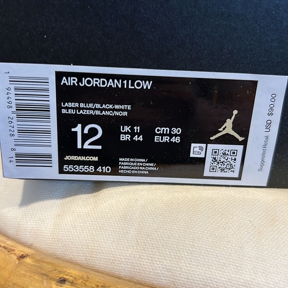 Nike Jordan 1 Low Laser Blue Size 12 - Picture 4 of 6